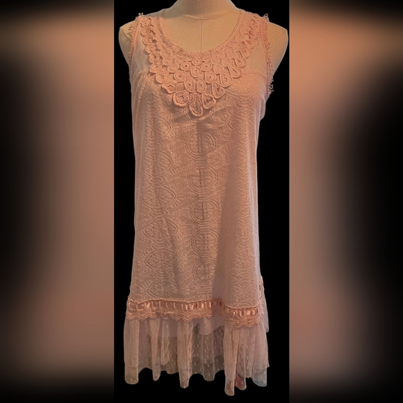 Risøe Dresses & Skirts - NWT RARE Risøe Be Beautiful Pink Crochet Shift Dress